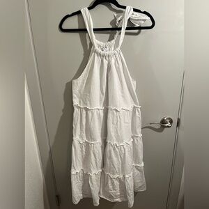 100% Cotton White Tiered Swing Dress